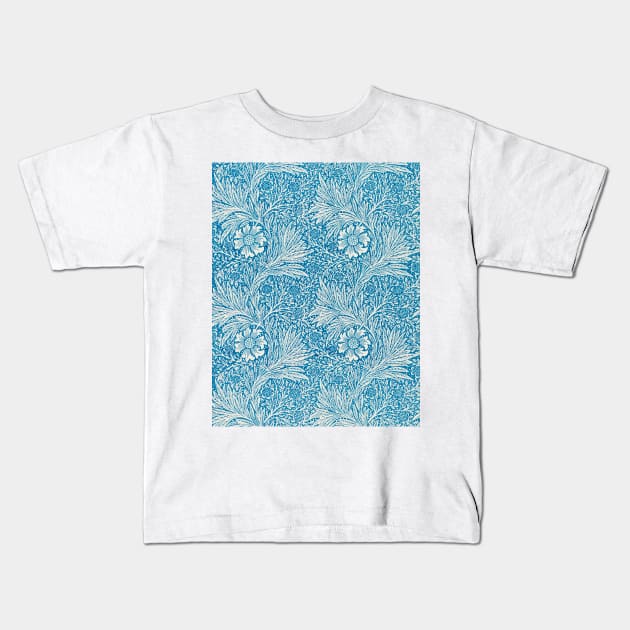 blue and white floral marigold toile de jouy print Kids T-Shirt by opptop